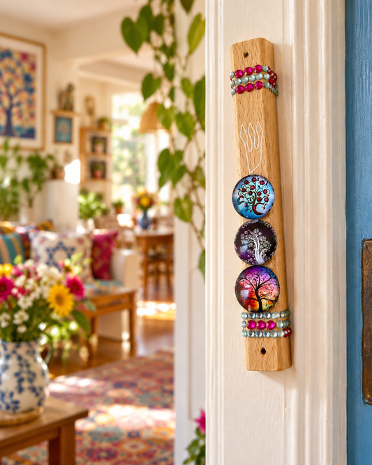 Rainbow Jeweled Grove Mezuzah Case