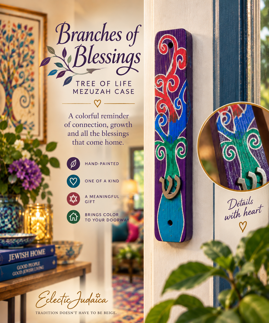 Branches of Blessings Tree of Life Mezuzah Case