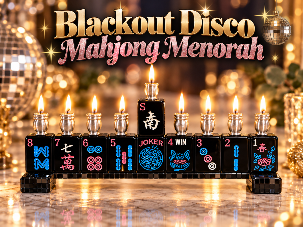 Disco Nights Mahjong Menorah Collection— Silver, Black & Rainbow Mirror Styles