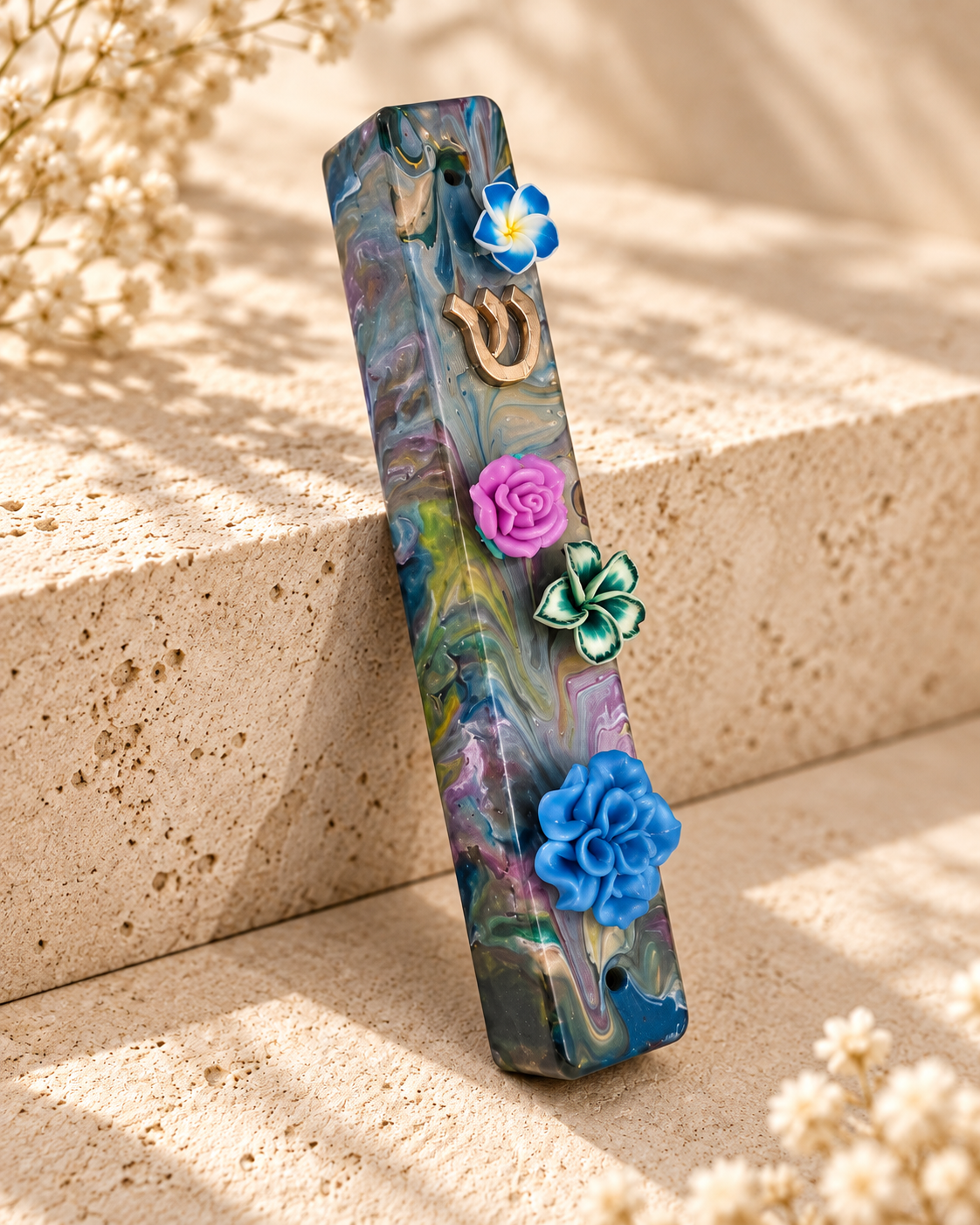 Secret Garden | Hand-Painted Floral Mezuzah Case