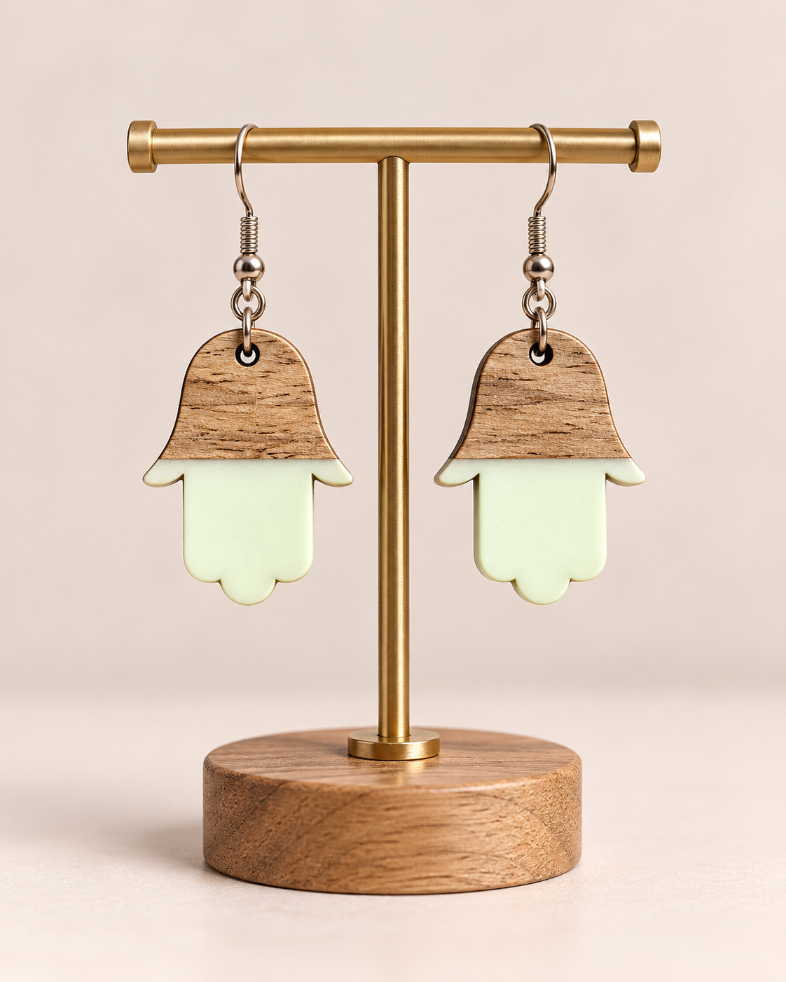 Little Blessings — Wood & Resin Hamsa Earrings