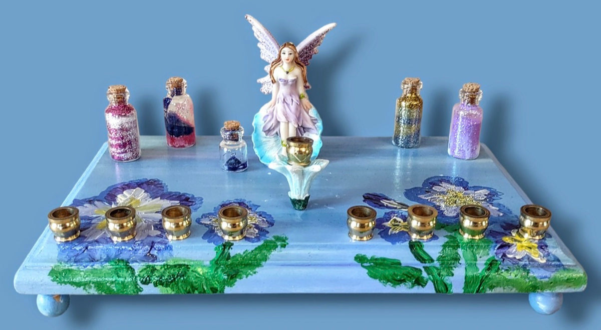 Fairy flower Menorah whimsical Judaica Jewish Hanukah gift