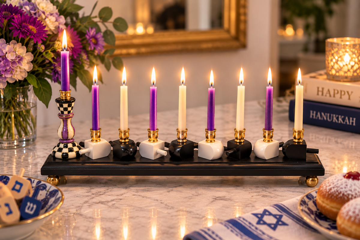 The Tzipporah Menorah— Hand-Painted Dreidel Menorah