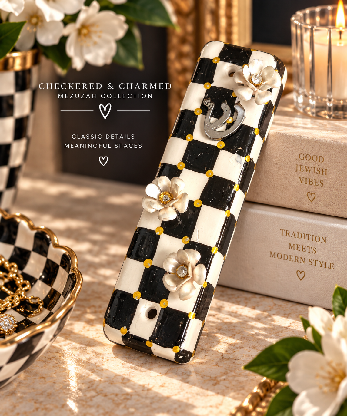 Checkered & Charmed Ceramic Mezuzah Collection