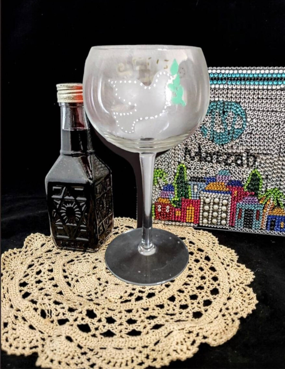 Handpainted Set of Miriam, Elijah & Kiddush Cups Passover Seder Glassware