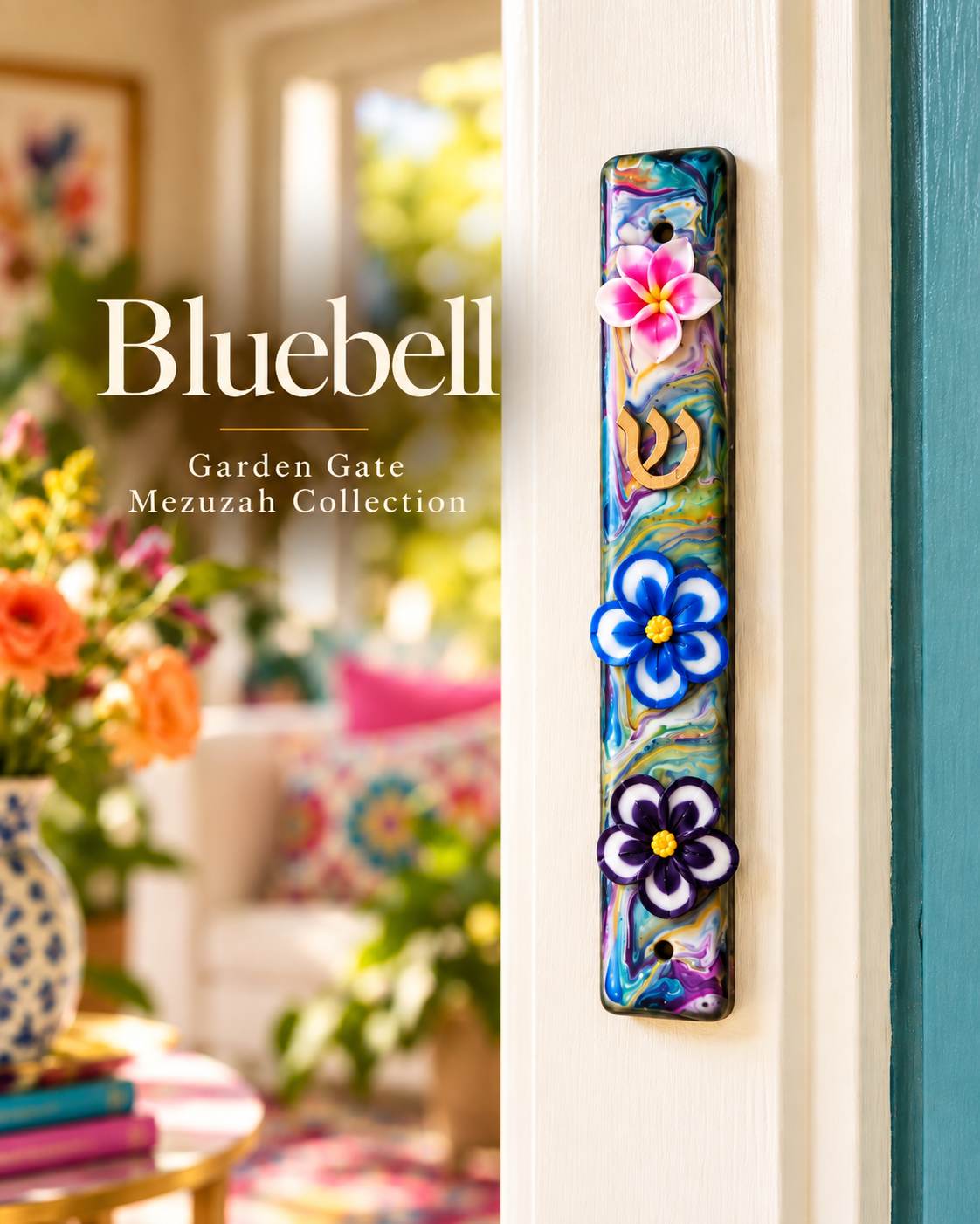 Bluebell | Hand-Painted Floral Mezuzah Case