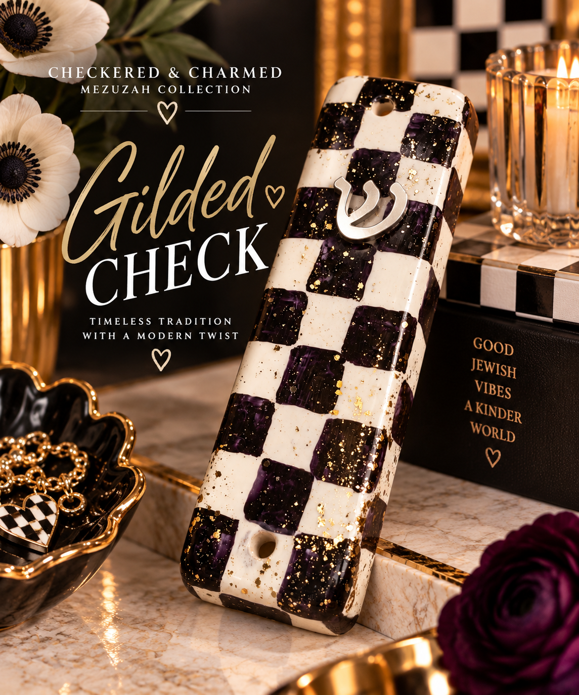 Checkered & Charmed Ceramic Mezuzah Collection