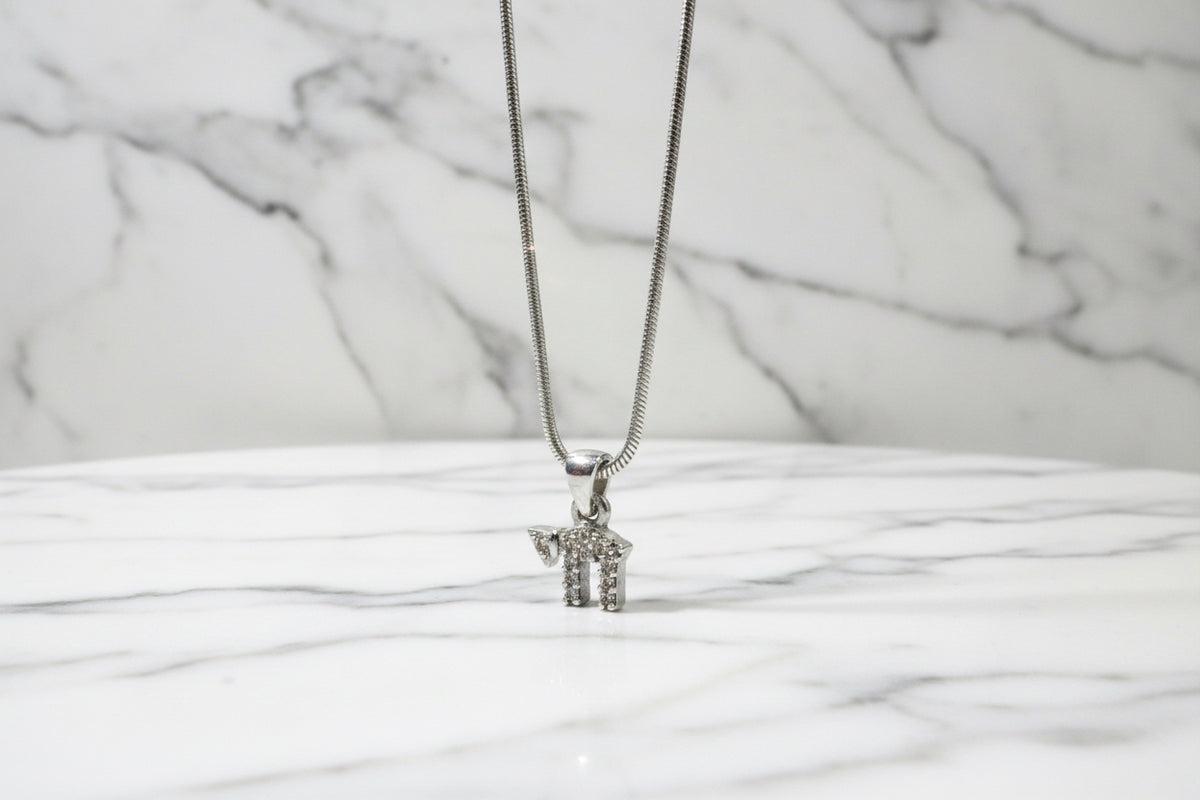Sterling Silver & Cubic Zirconia Chai Necklace