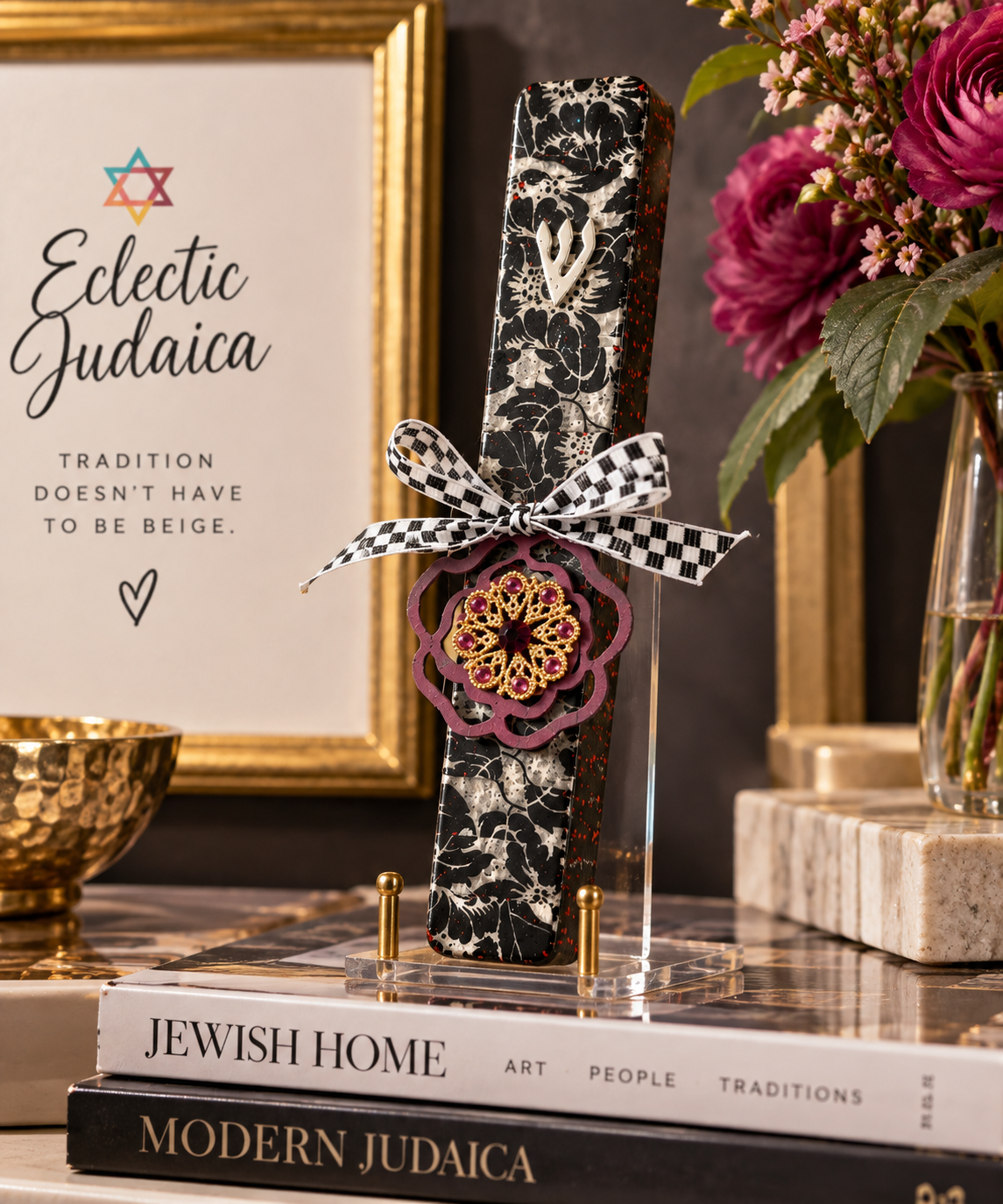 Vintage Jewel Mixed Media Mezuzah Case