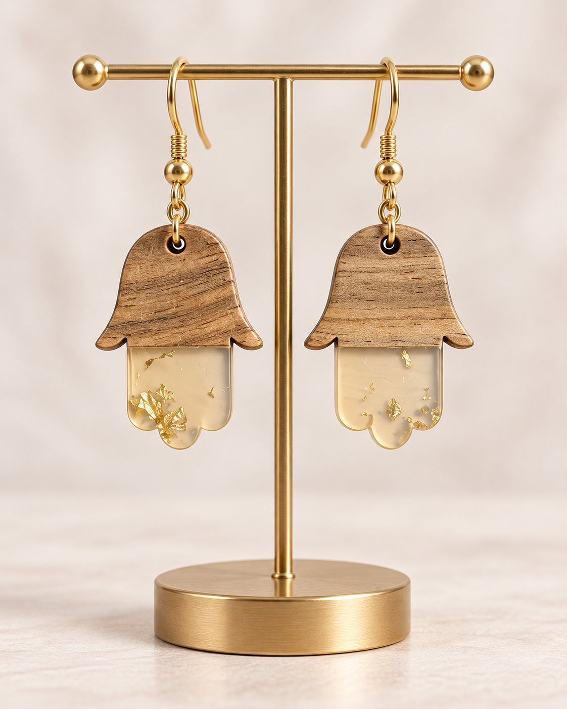 Little Blessings — Wood & Resin Hamsa Earrings