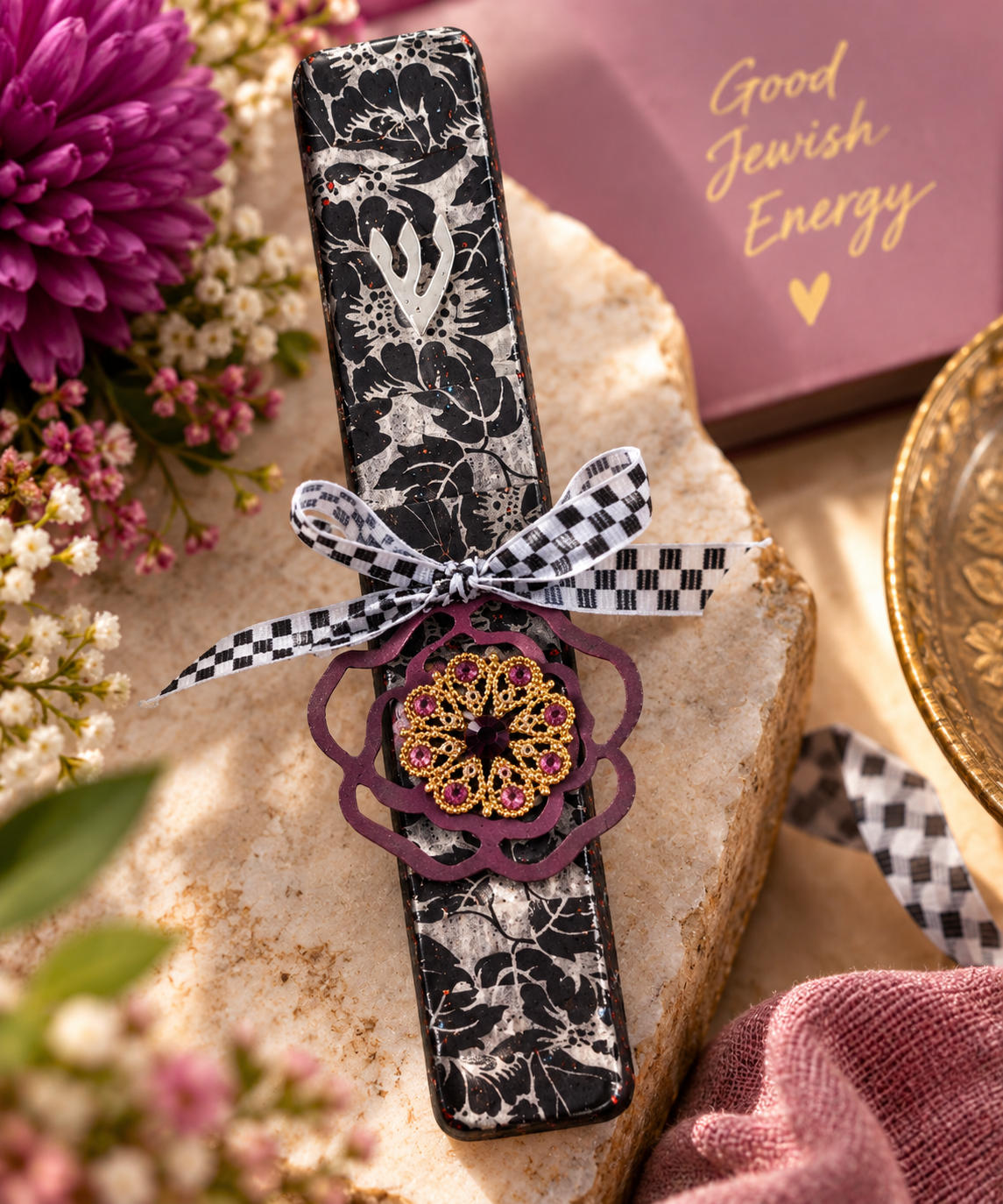 Vintage Jewel Mixed Media Mezuzah Case