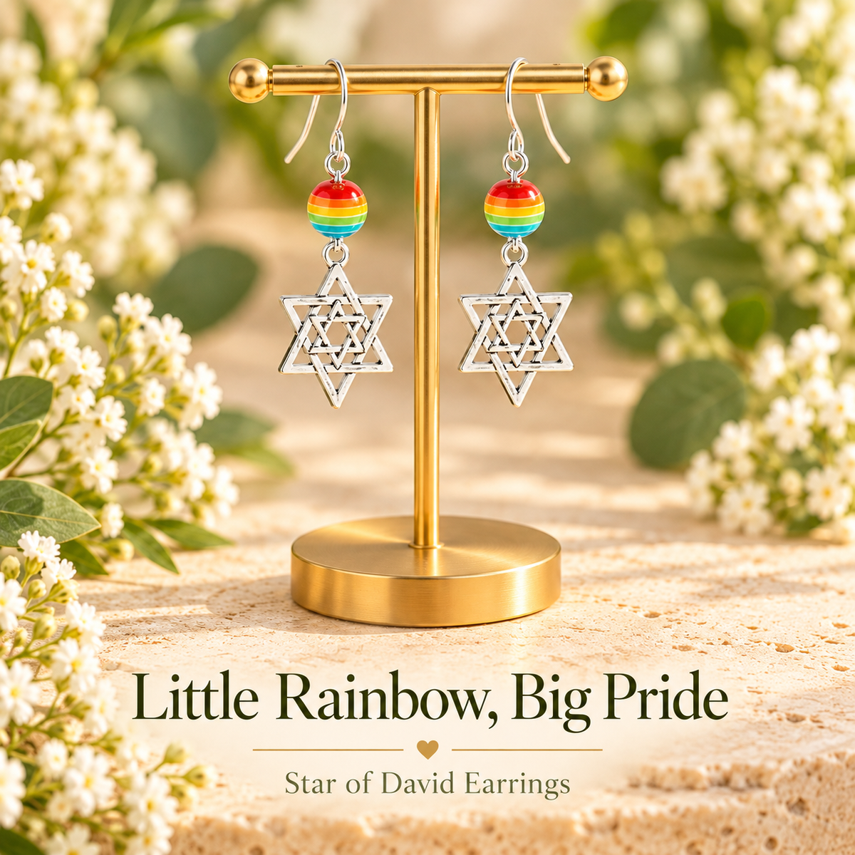 Rainbow Connection | Handmade Rainbow Star of David Earrings