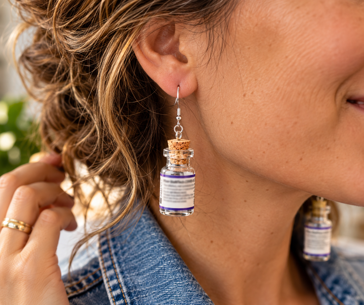Authentic Pfizer COVID-19 Vaccine Vial Earrings | Science Is Real Collection