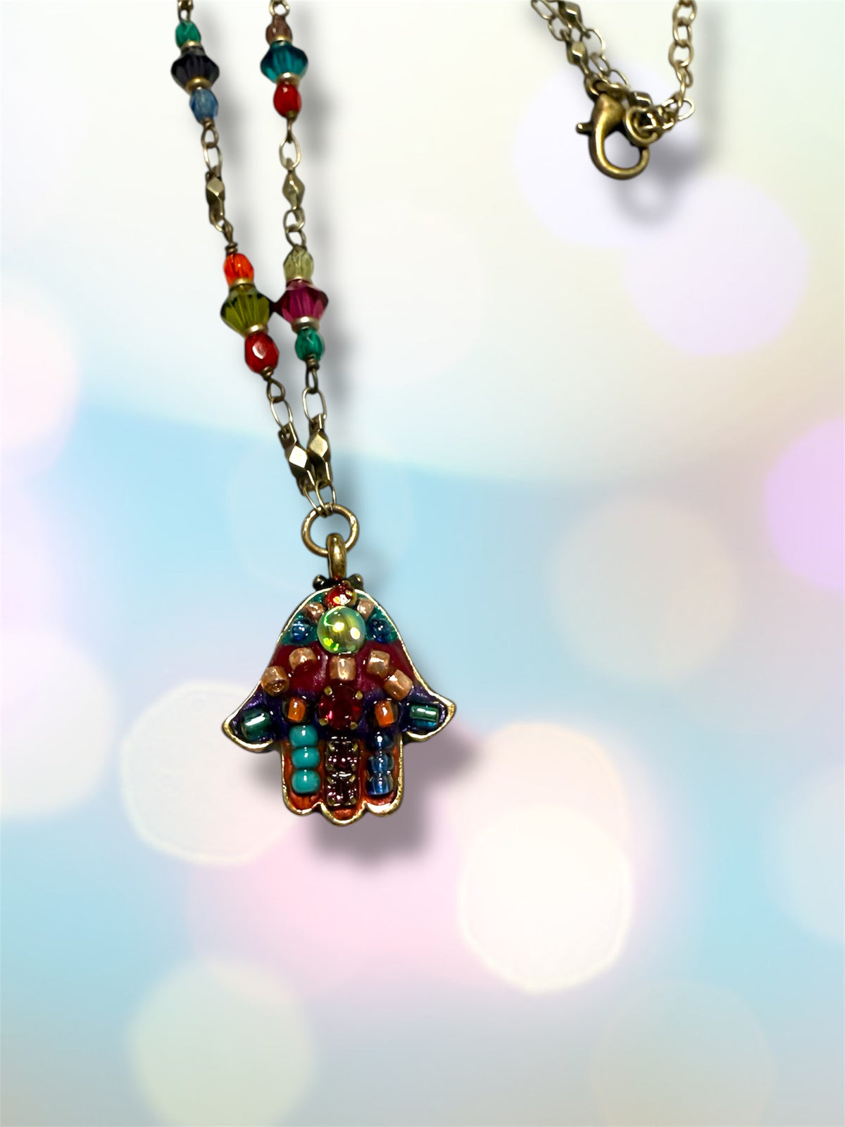 Multicolor Bright Hamsa Necklace