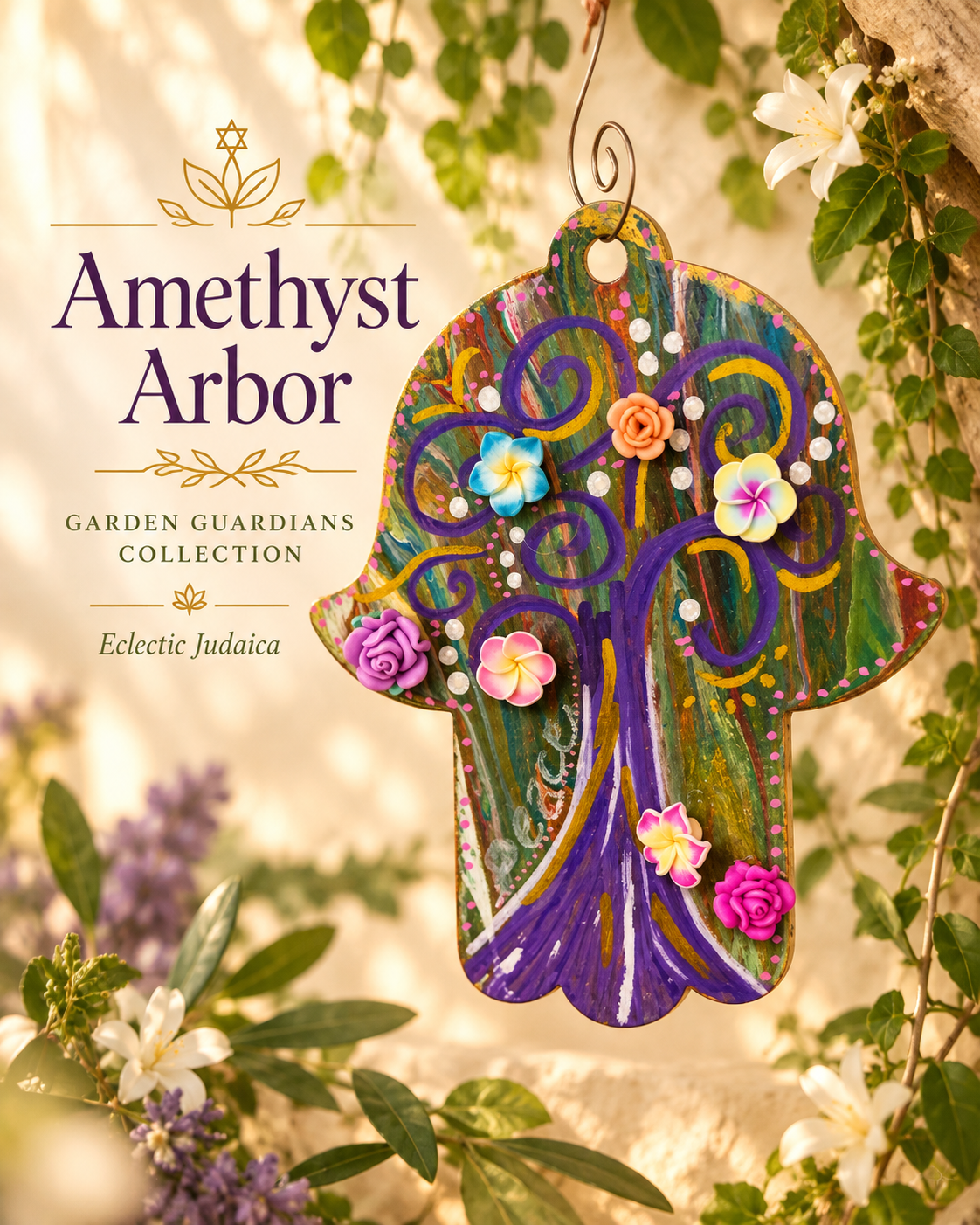 Amethyst Arbor | Hand-Painted Tree of Life Hamsa