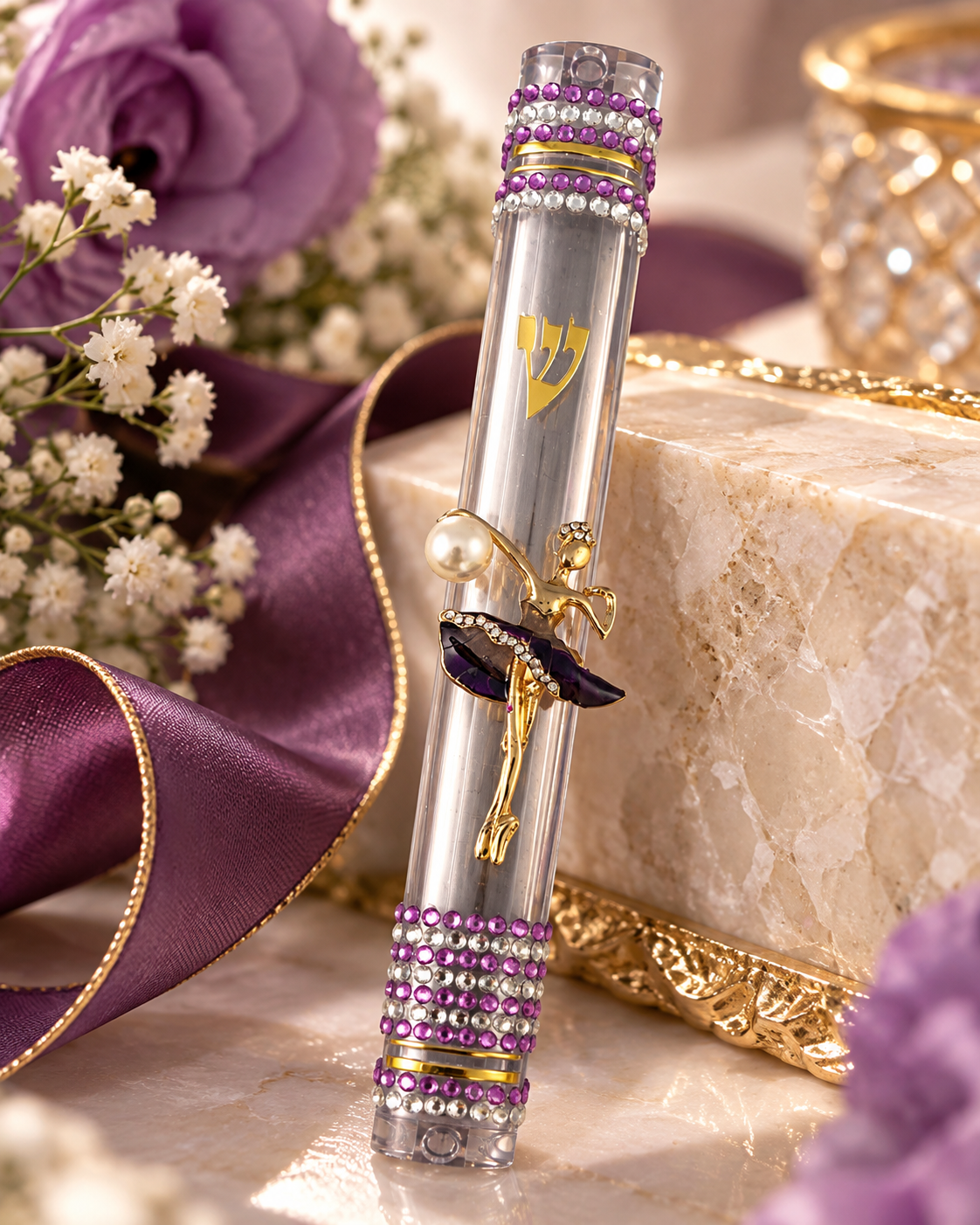 Purple Pirouette Mezuzah Case