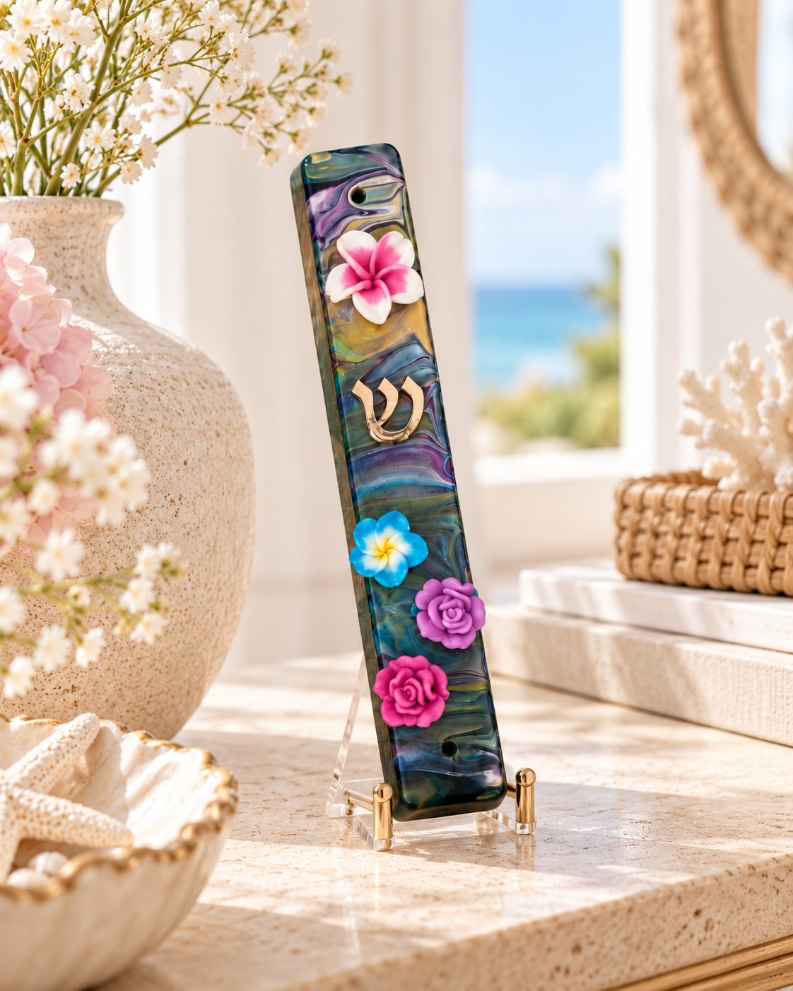 Bougainvillea | Hand-Painted Floral Mezuzah Case