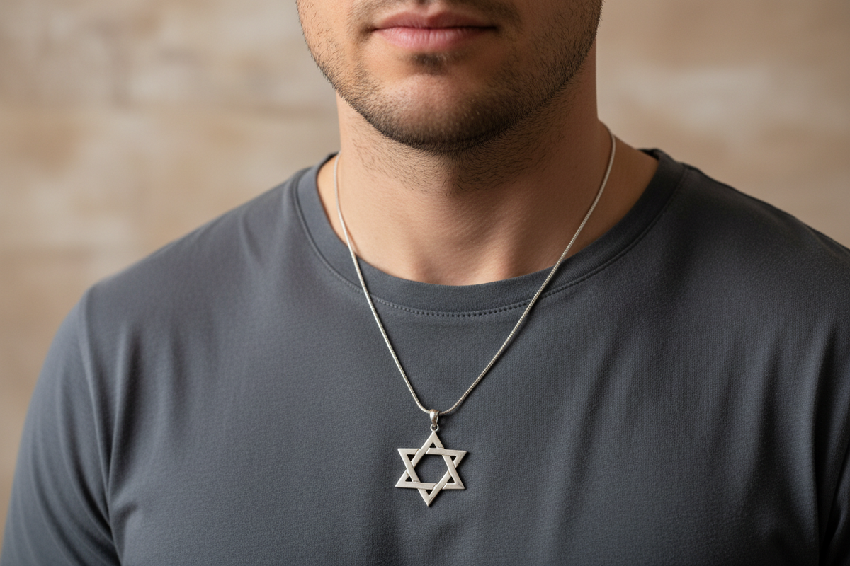 Sterling Silver Woven Jewish Star Magen David necklace