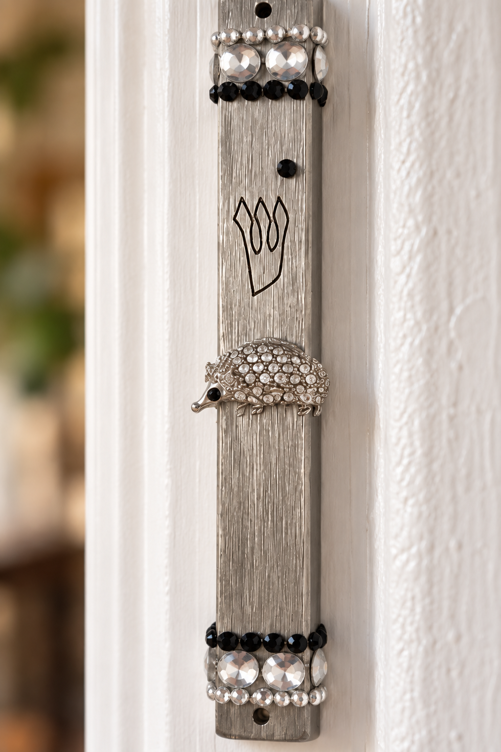 Silver Hedgehog Mezuzah Case