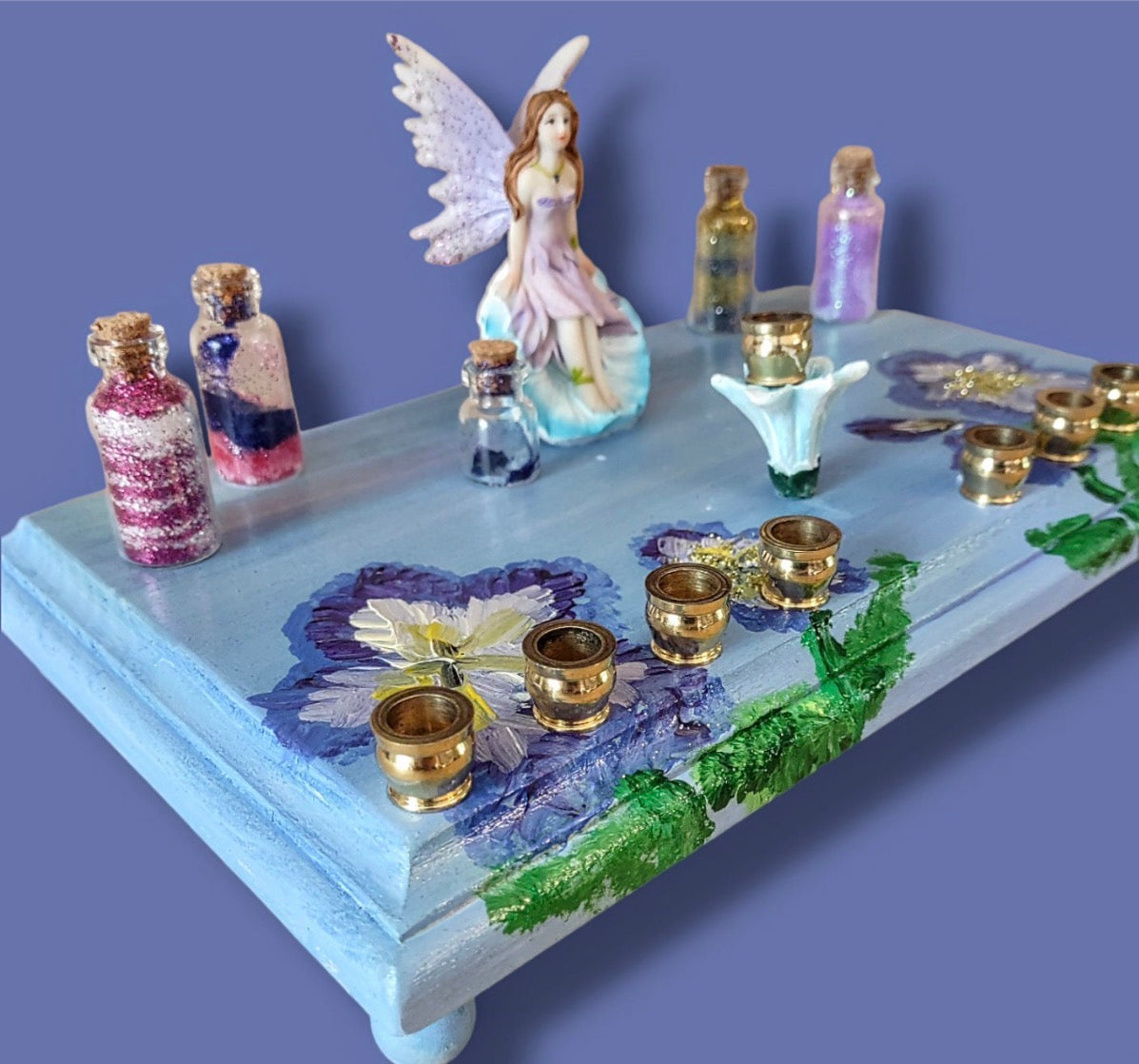 Fairy flower Menorah whimsical Judaica Jewish Hanukah gift