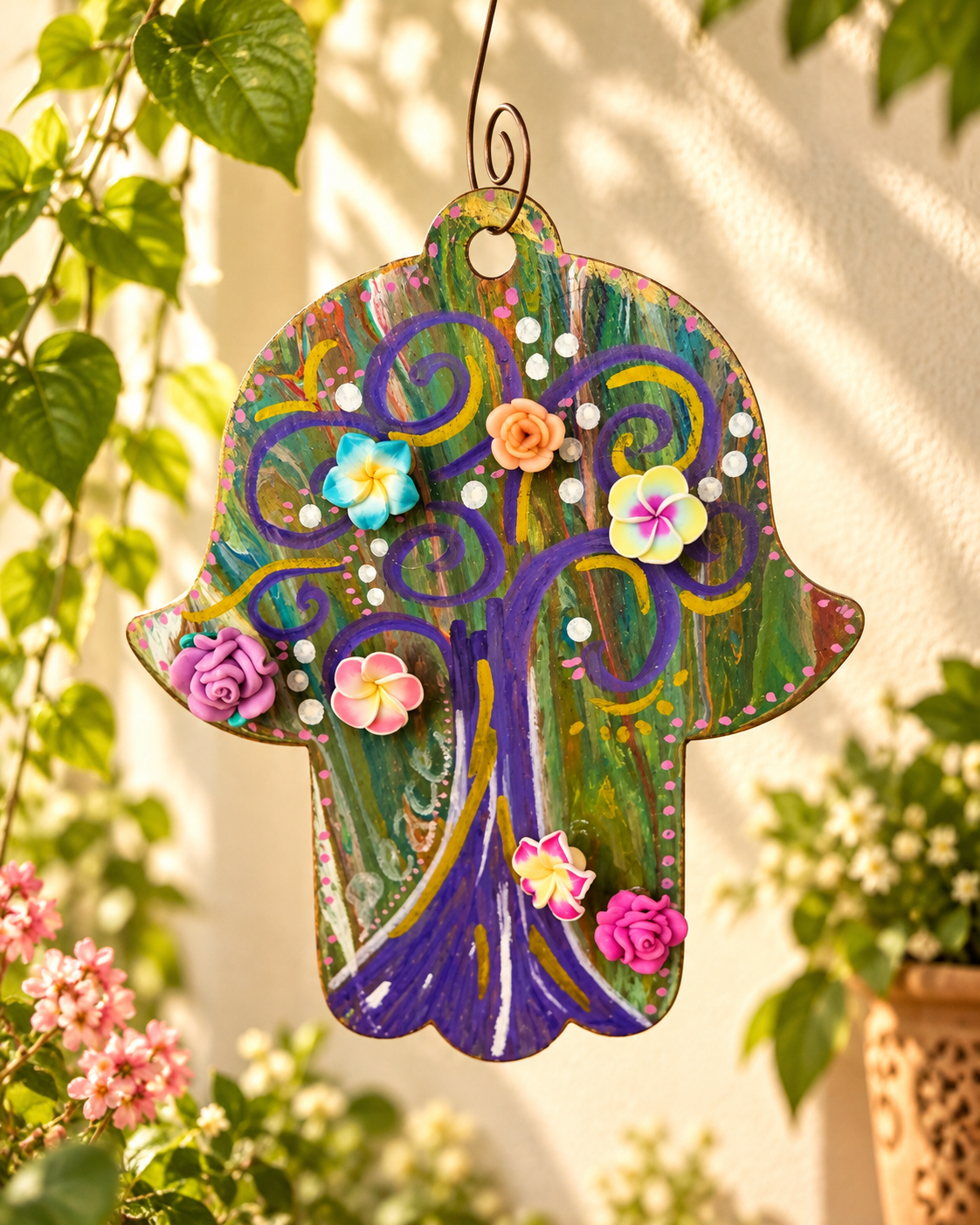Amethyst Arbor | Hand-Painted Tree of Life Hamsa