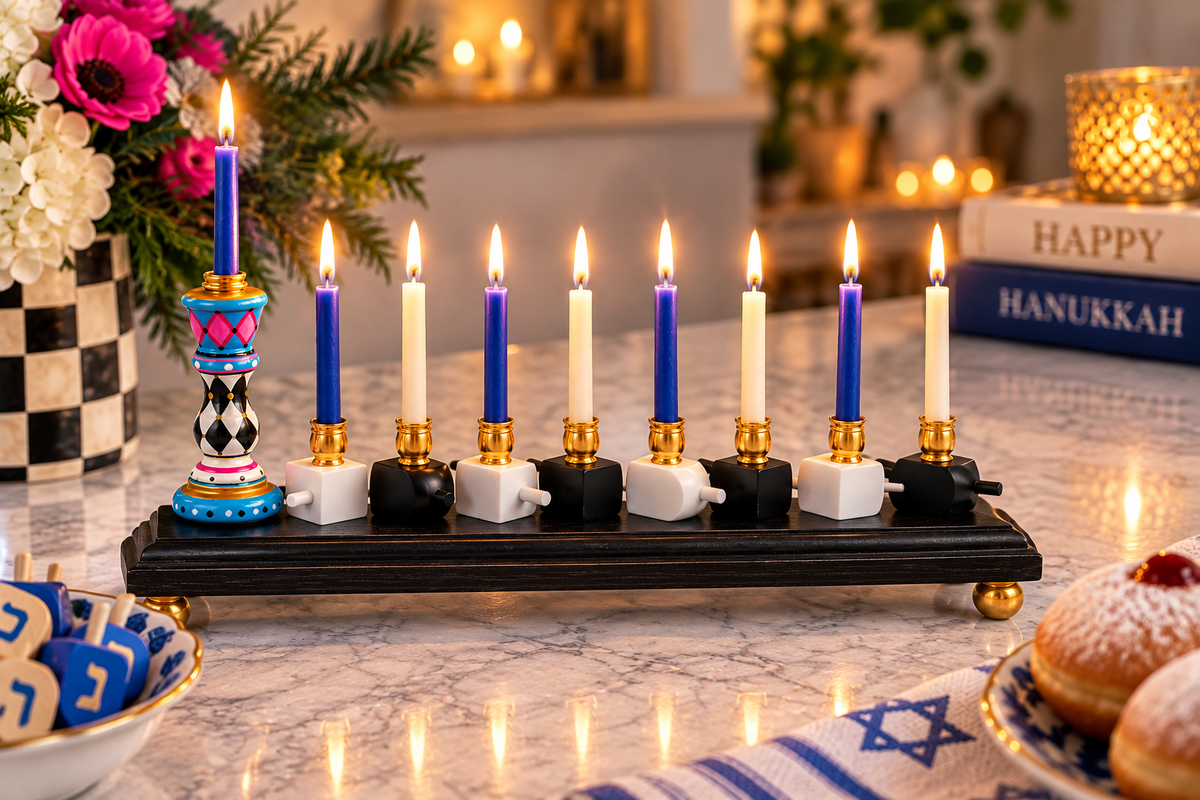 The Basha Menorah — Hand-Painted Dreidel Menorah