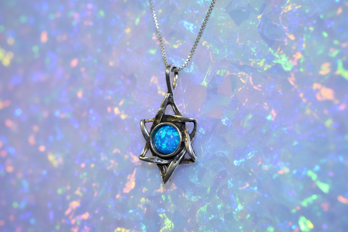 Sterling Silver Jewish Star of David Pendant Necklace with choice of gemstone