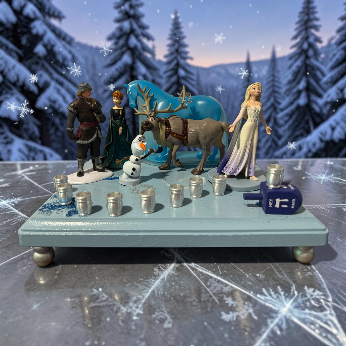 Frozen Menorah Princess Menorah Classic Disney Judaica Hanukkiah Anna and Elsa