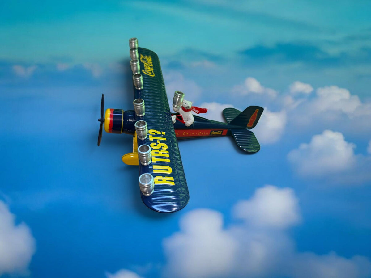Vintage Airplane Menorah, Repurposed Metal Bank, Hanukkah Gift
