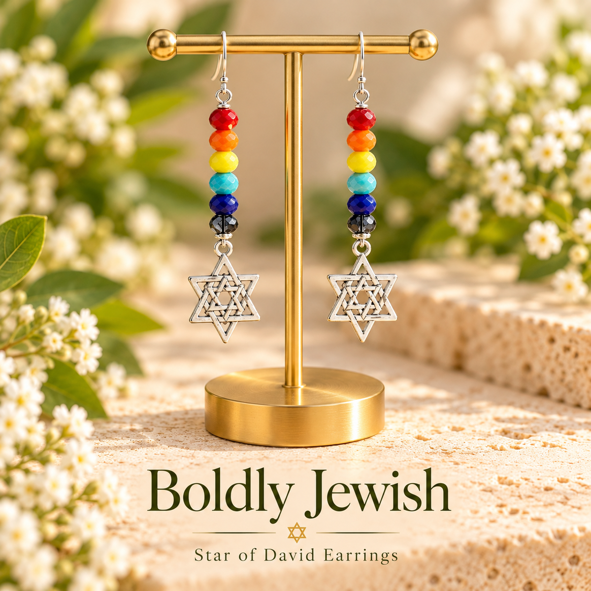 Rainbow Connection | Handmade Rainbow Star of David Earrings