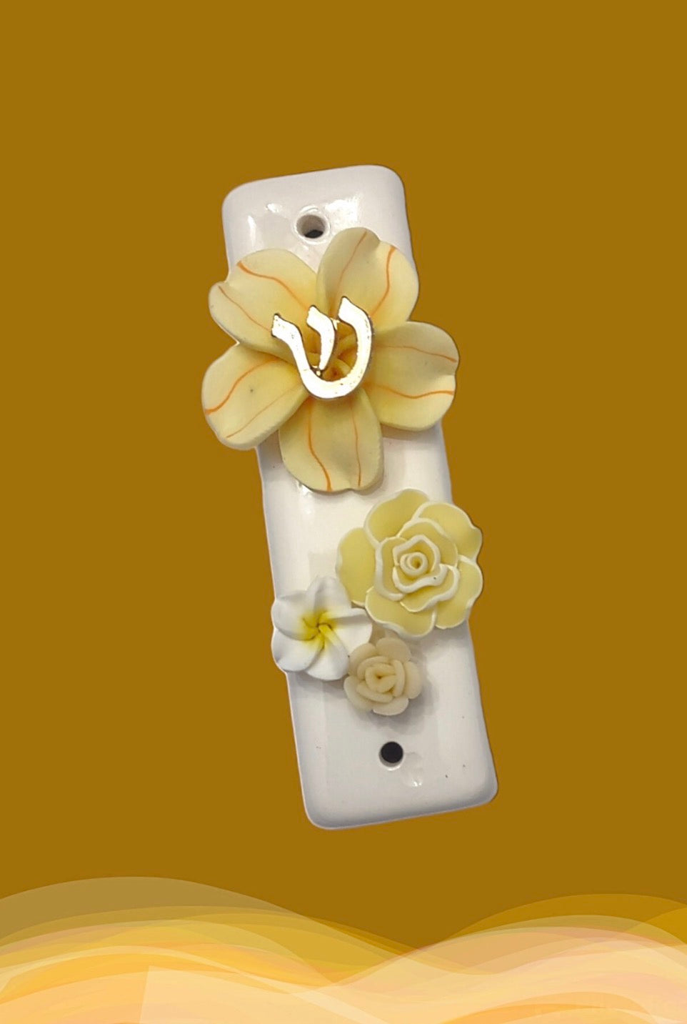 Shalom in Bloom Ceramic Mezuzah