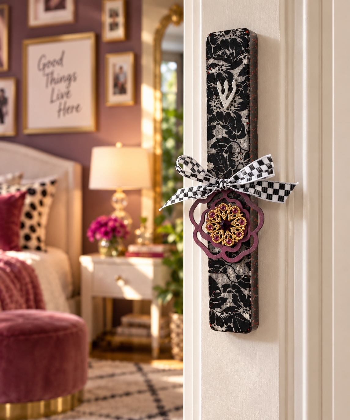 Vintage Jewel Mixed Media Mezuzah Case