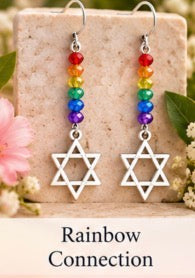 Rainbow Connection | Handmade Rainbow Star of David Earrings