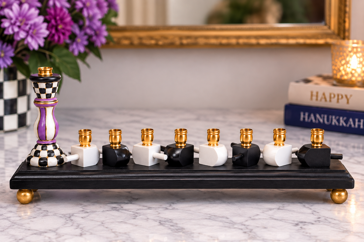 The Tzipporah Menorah— Hand-Painted Dreidel Menorah