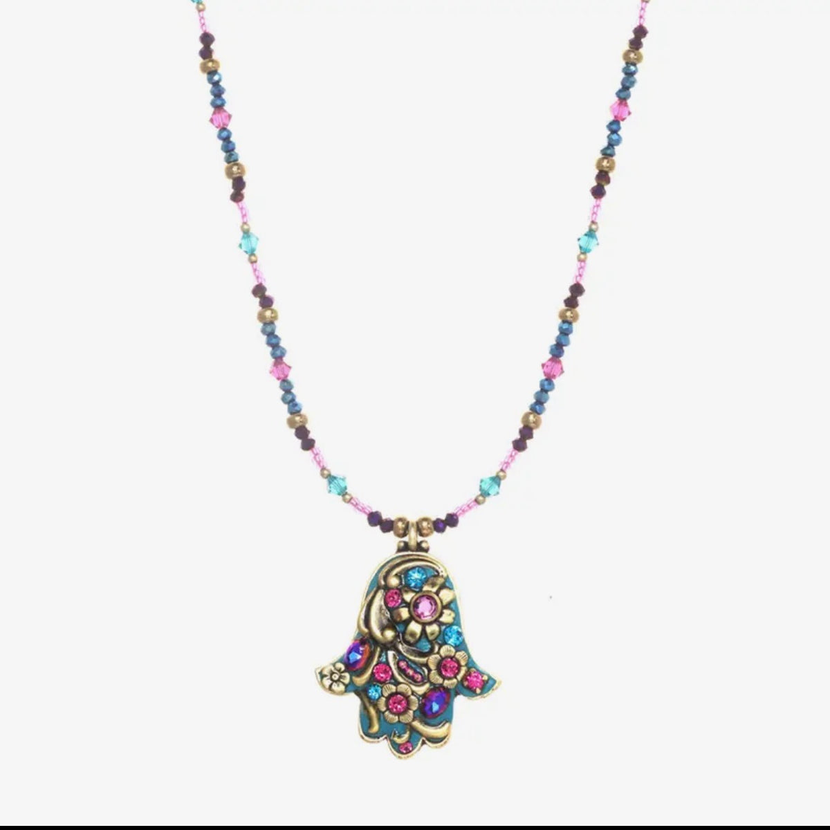 Teal Hamsa Necklace