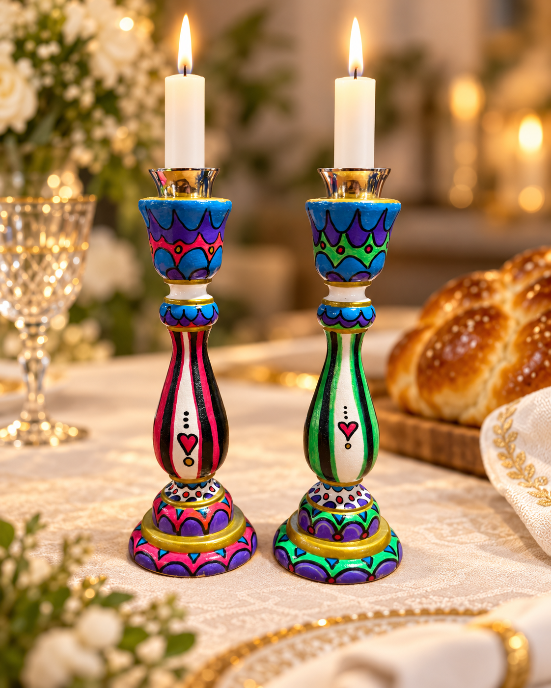 Zahava Ahava Shabbat Candlesticks