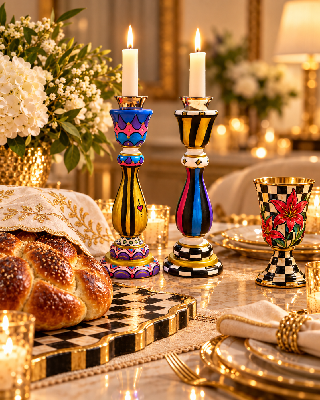 The Delphina Shabbat Candlesticks