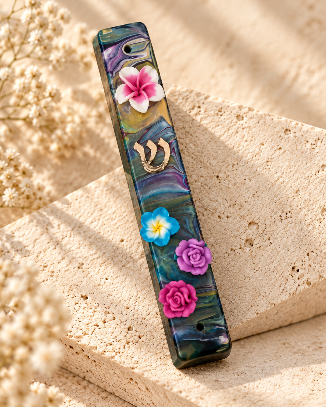 Bougainvillea | Hand-Painted Floral Mezuzah Case