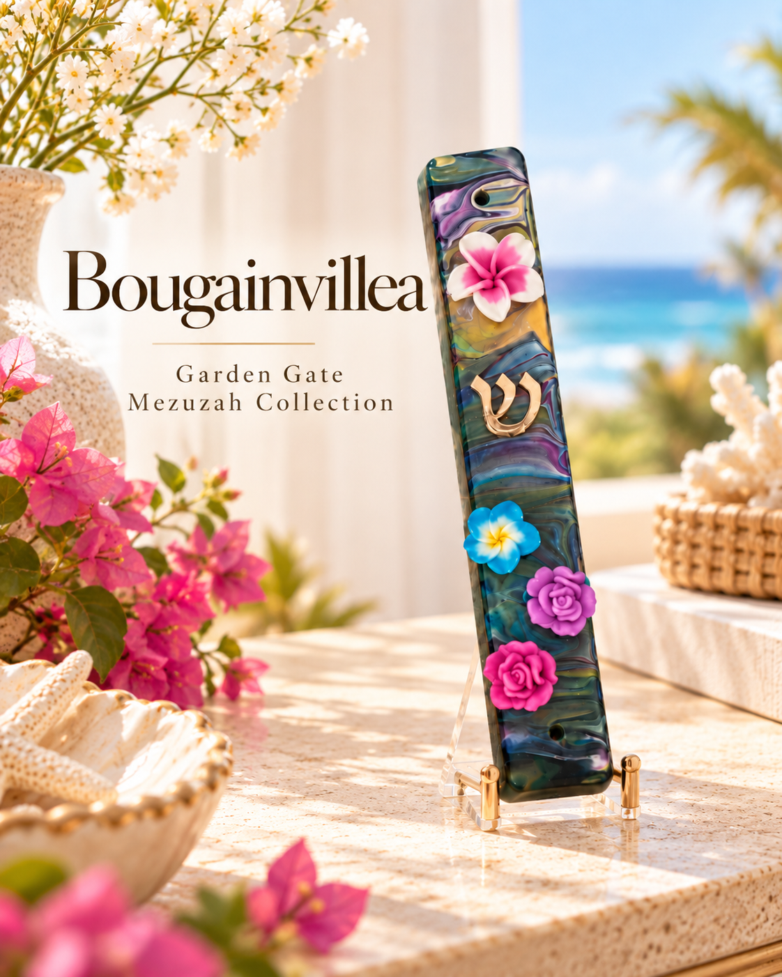 Bougainvillea | Hand-Painted Floral Mezuzah Case
