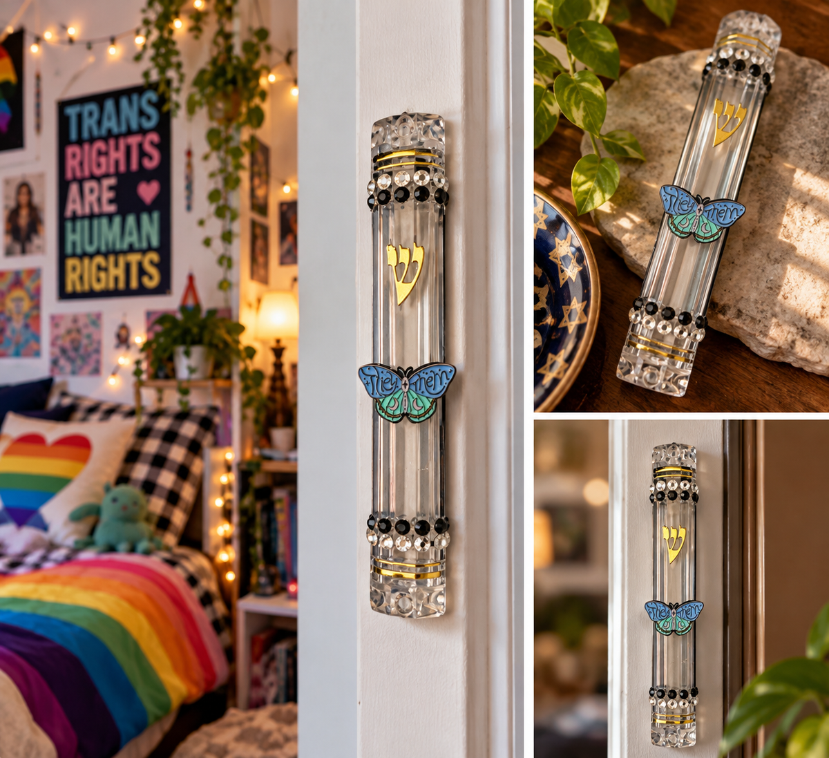 They/Them & Thriving | Jeweled Butterfly Mezuzah Case