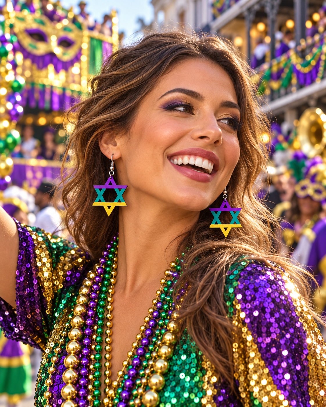 Mardi Gras Mitzvah | Hand-Painted Star of David Earrings