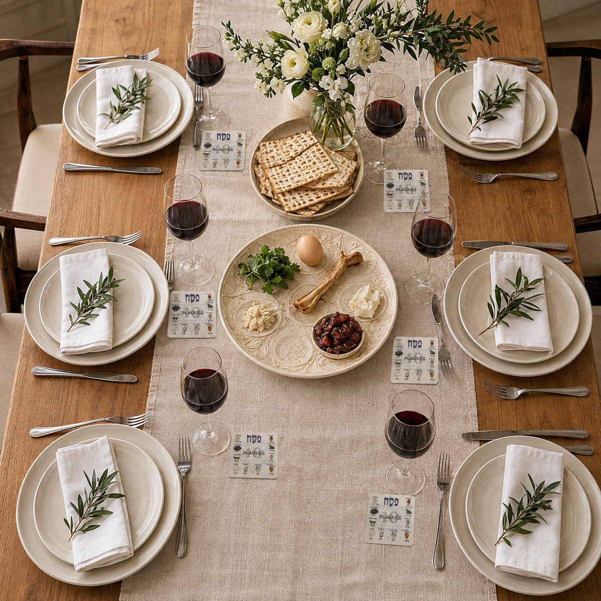 Ten Plagues Seder Wine-Drop Coasters – Set of 12