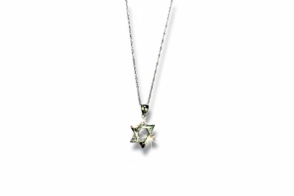Sterling Silver Interwoven Jewish Star Magen David necklace
