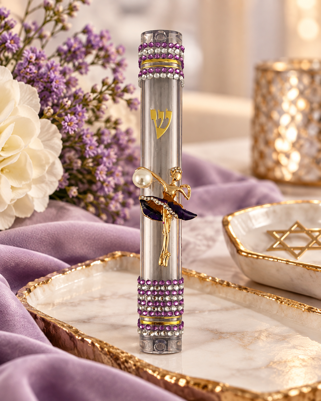 Purple Pirouette Mezuzah Case