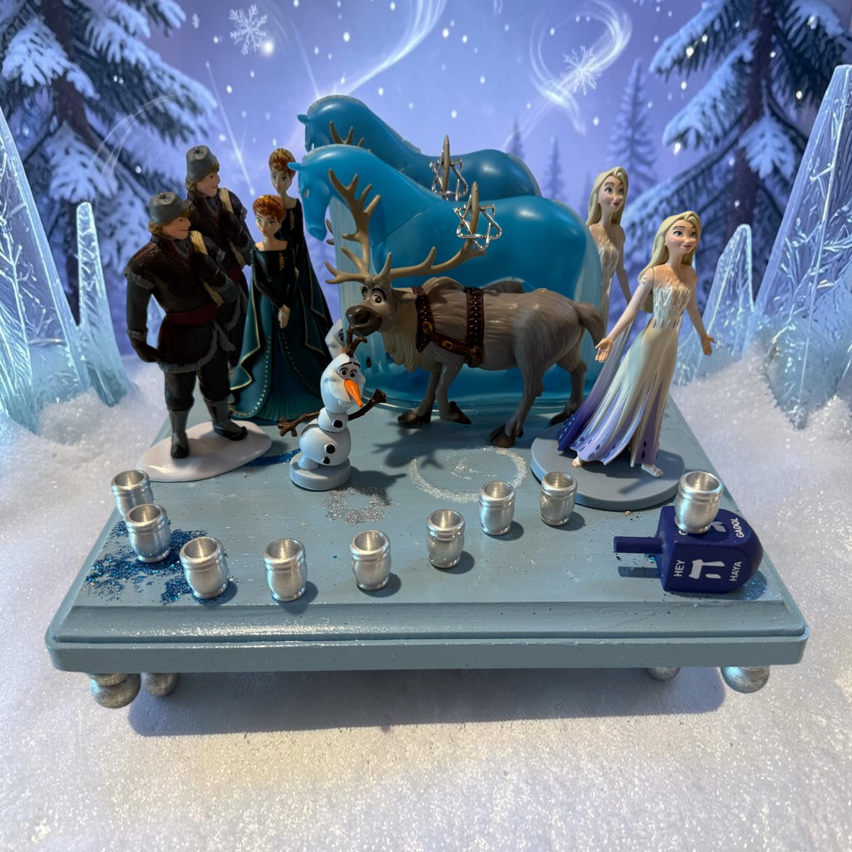 Frozen Menorah Princess Menorah Classic Disney Judaica Hanukkiah Anna and Elsa