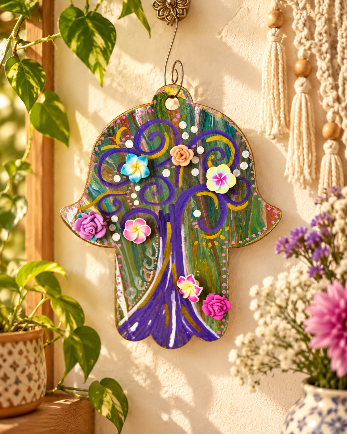 Amethyst Arbor | Hand-Painted Tree of Life Hamsa