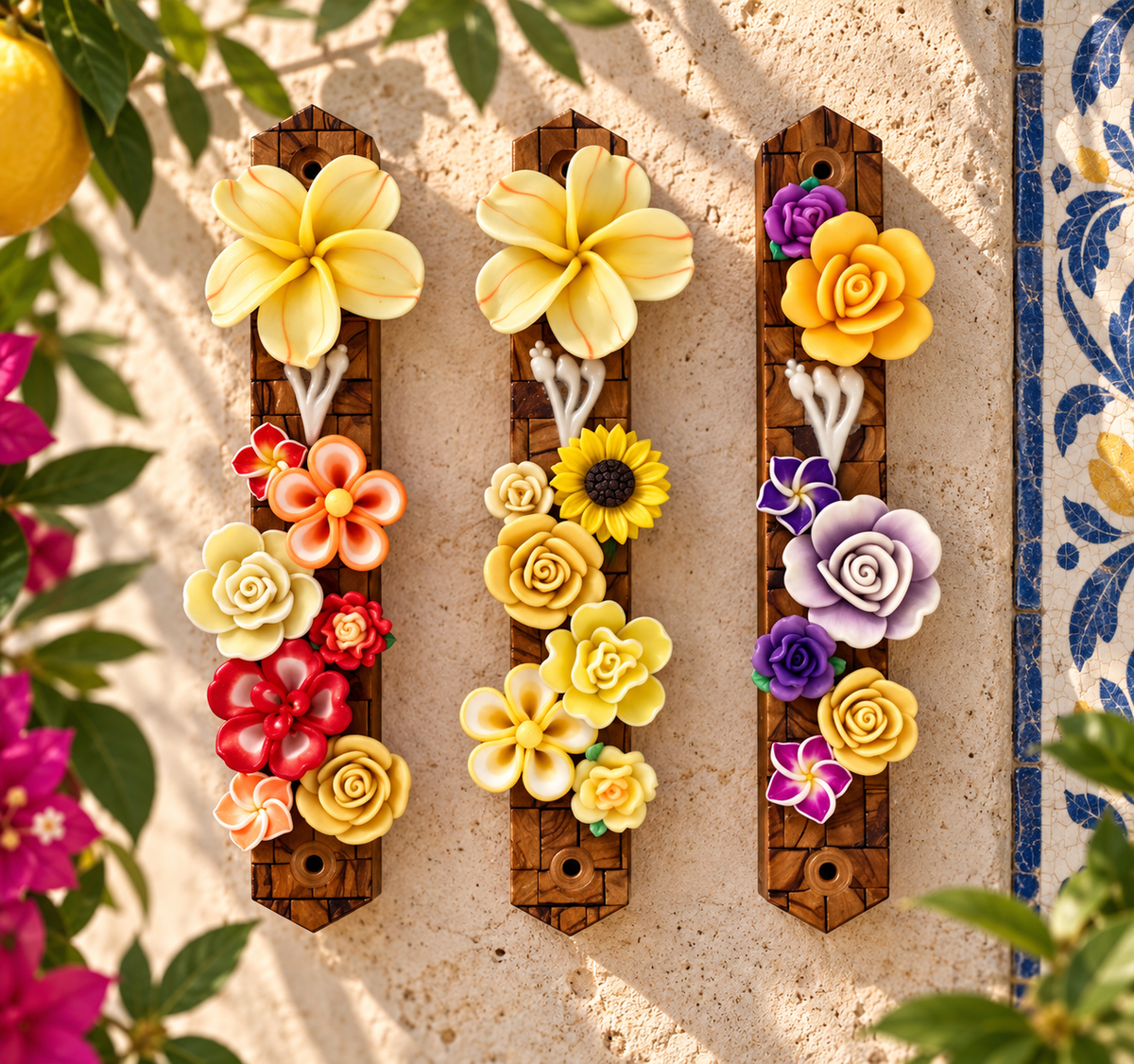 Garden of Shalom Floral Mezuzah Collection