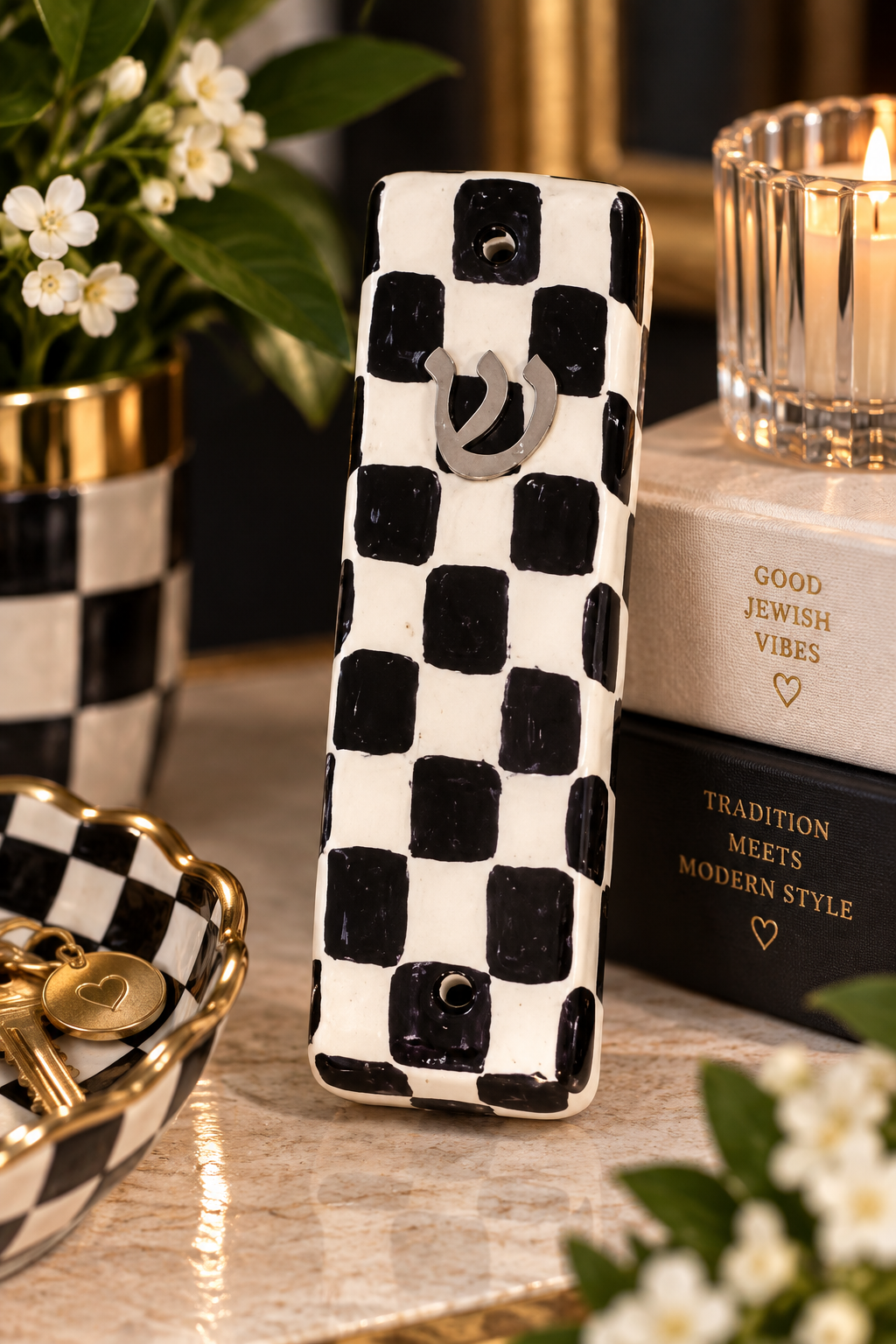 Checkered & Charmed Ceramic Mezuzah Collection