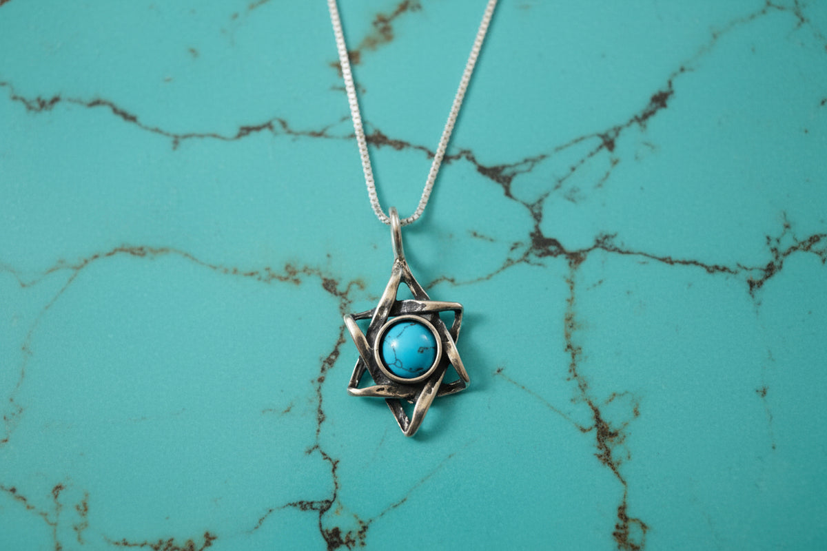 Sterling Silver Jewish Star of David Pendant Necklace with choice of gemstone
