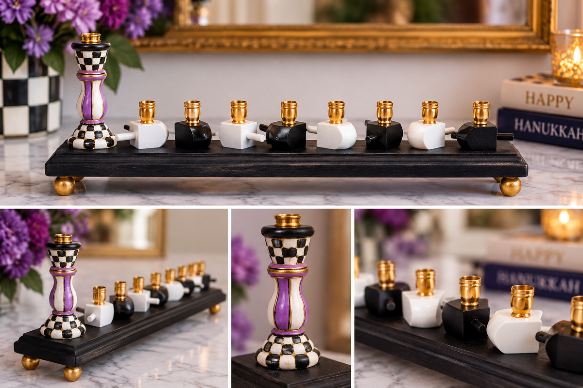 The Tzipporah Menorah— Hand-Painted Dreidel Menorah